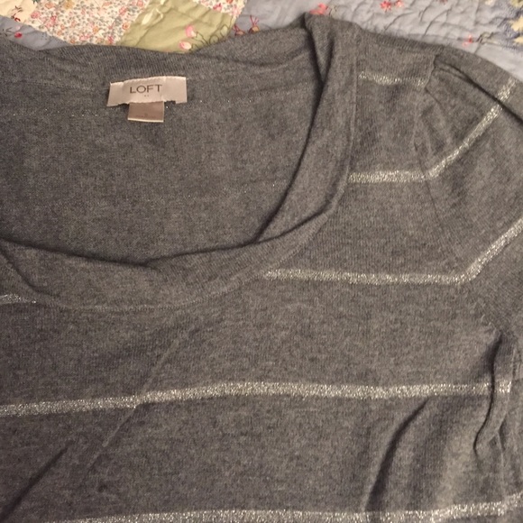 Loft short sleeve gray striped sweater - Picture 3 of 3