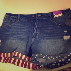 American flag jean shorts
