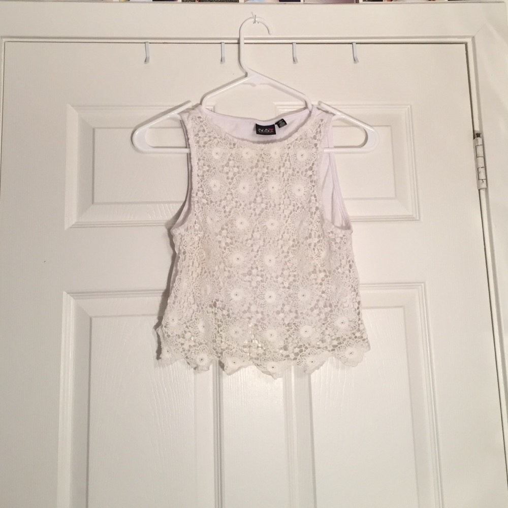 White laced see through cropped top!