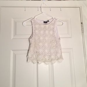 White laced see through cropped top!