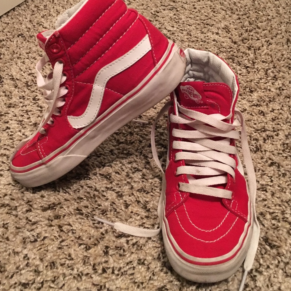 Red hi top Vans