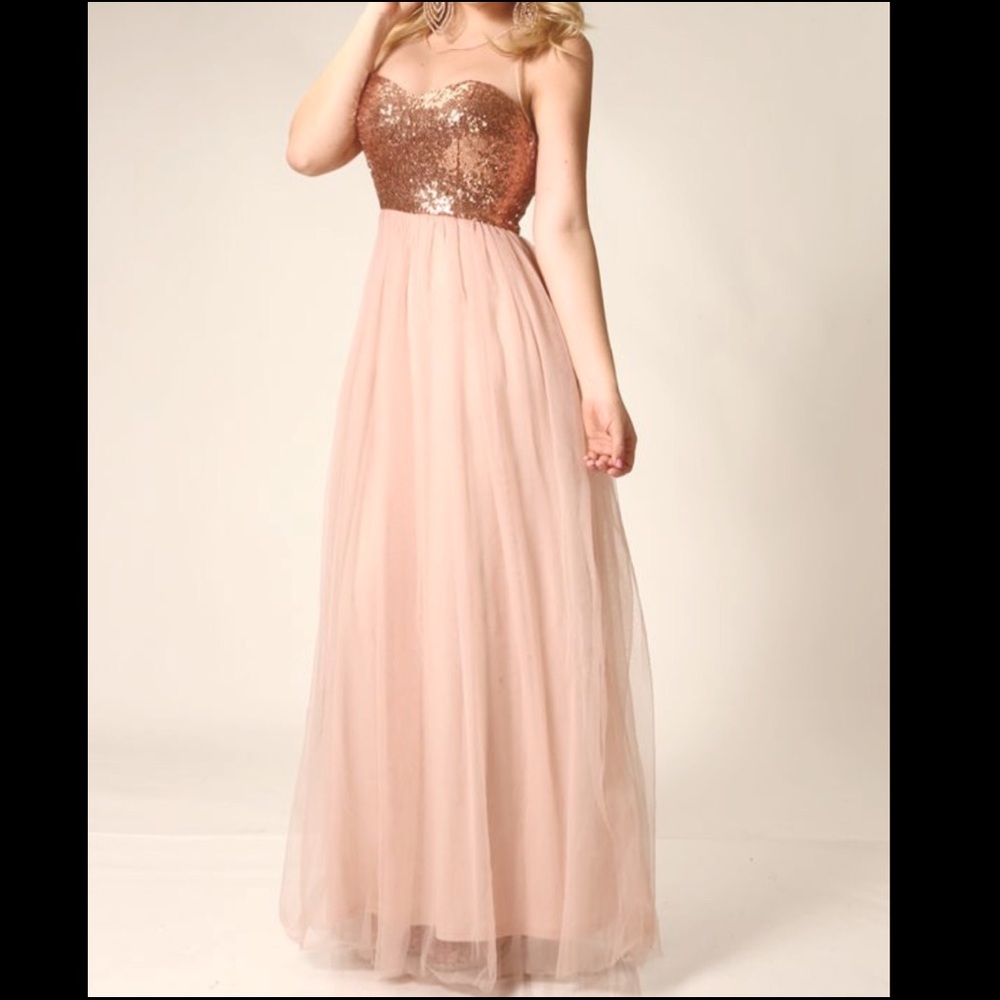 Minuet sequin maxi dress sz M