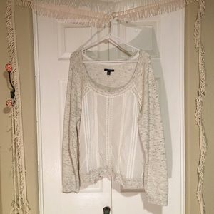 American Eagle French Terry and Lace Sweater