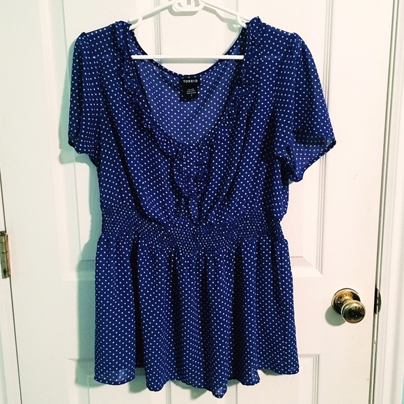 torrid Tops - Ruffle Polka-Dot Chiffon Blouse torrid Tops - Ruffle Polka-Dot Chiffon Blouse