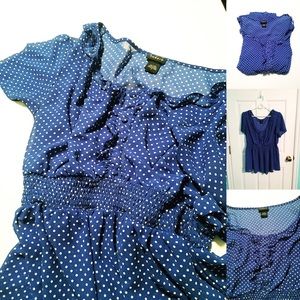 torrid Tops - EUC Ruffle Polka-Dot Chiffon Blouse torrid Tops - EUC Ruffle Polka-Dot Chiffon Blouse