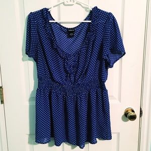torrid Tops - EUC Ruffle Polka-Dot Chiffon Blouse torrid Tops - EUC Ruffle Polka-Dot Chiffon Blouse