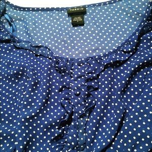 torrid Tops - EUC Ruffle Polka-Dot Chiffon Blouse torrid Tops - EUC Ruffle Polka-Dot Chiffon Blouse