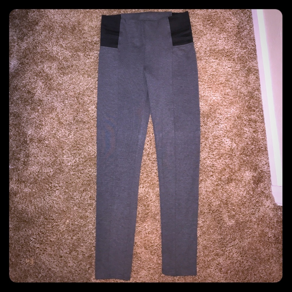 Gray & Black High-Waisted Skinny Pants-L