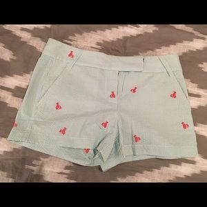 J Crew Embroidered Lobster Seersucker Short