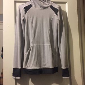 Lululemon grey&white stripe hoodie pullover sz 6