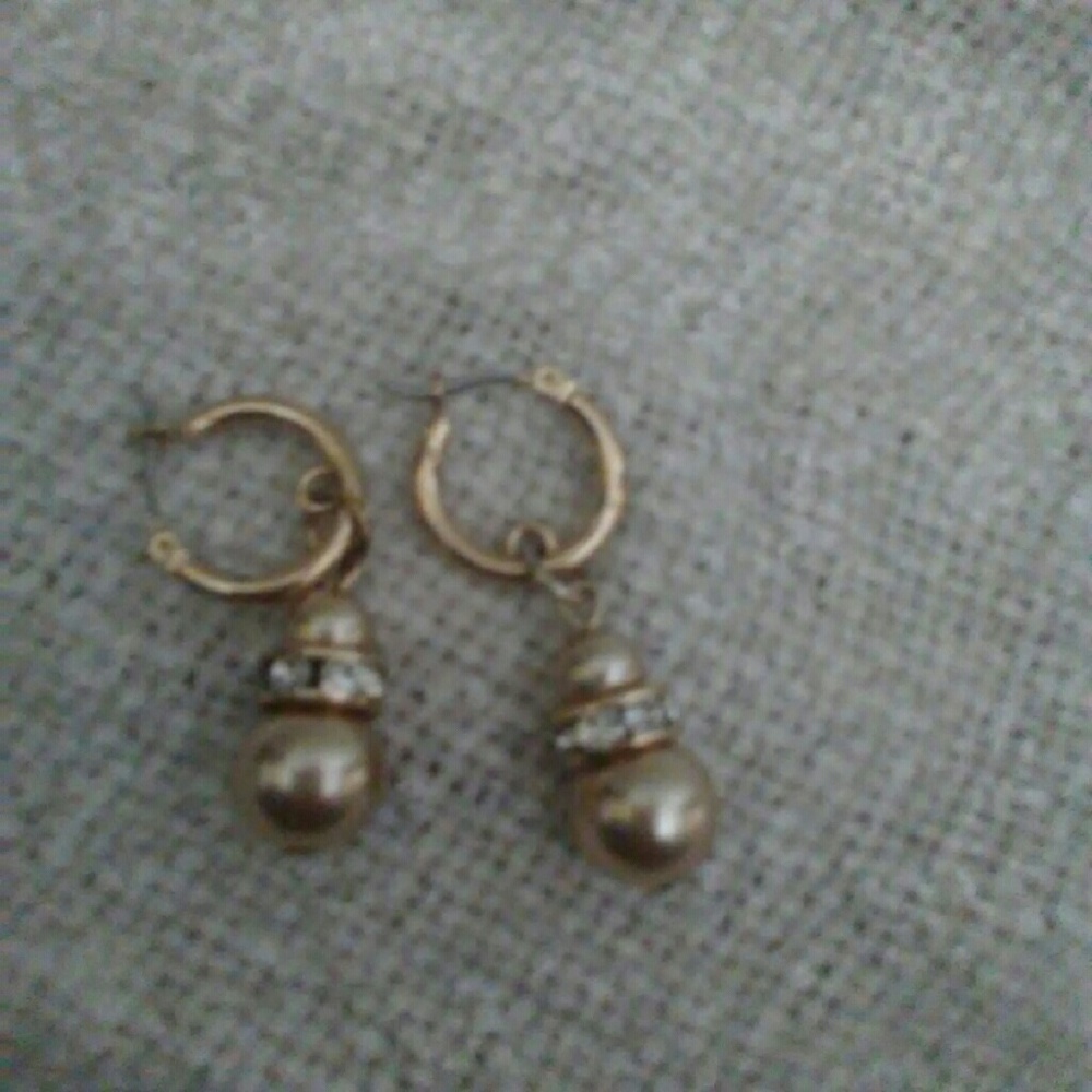 Gold Hoop Pear Drop Earrings