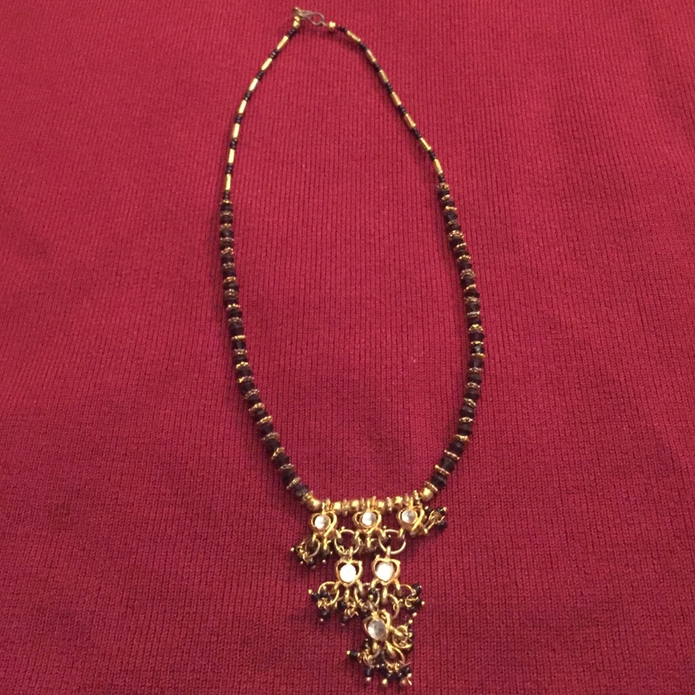 Antique black and gold beaded necklace