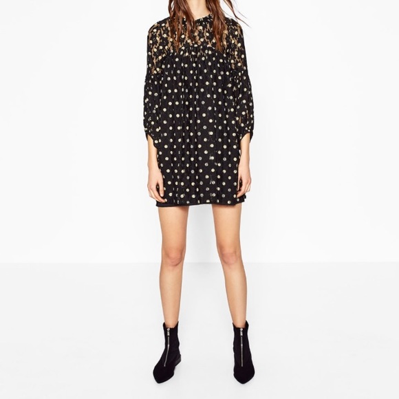 Zara Dresses & Skirts - Zara Lace Polka Dot Dress