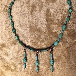Copper and Turquoise Beaded Necklace Copper Toggle