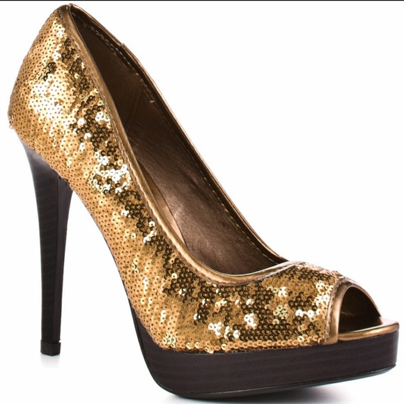 2 Lips Too Shoes - Sparkly Copper Sequin Heels