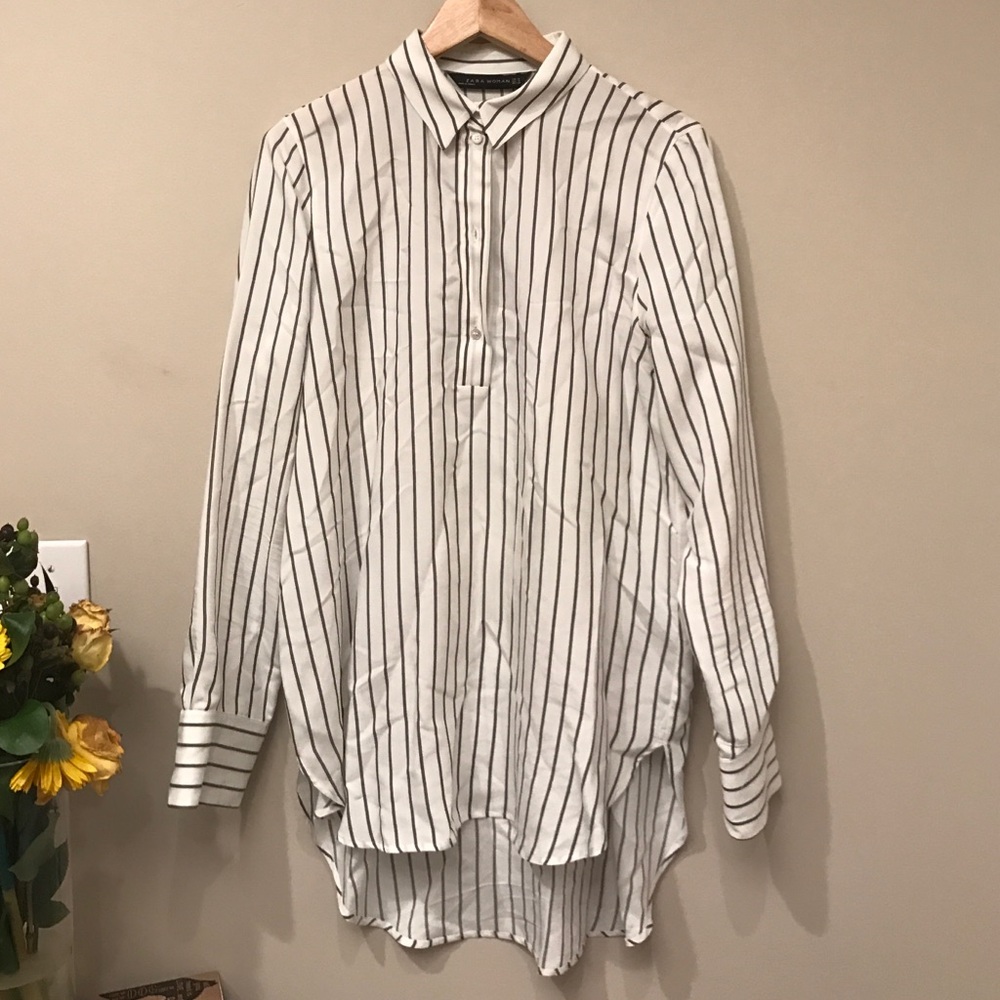 Black & white striped Zara shirt.