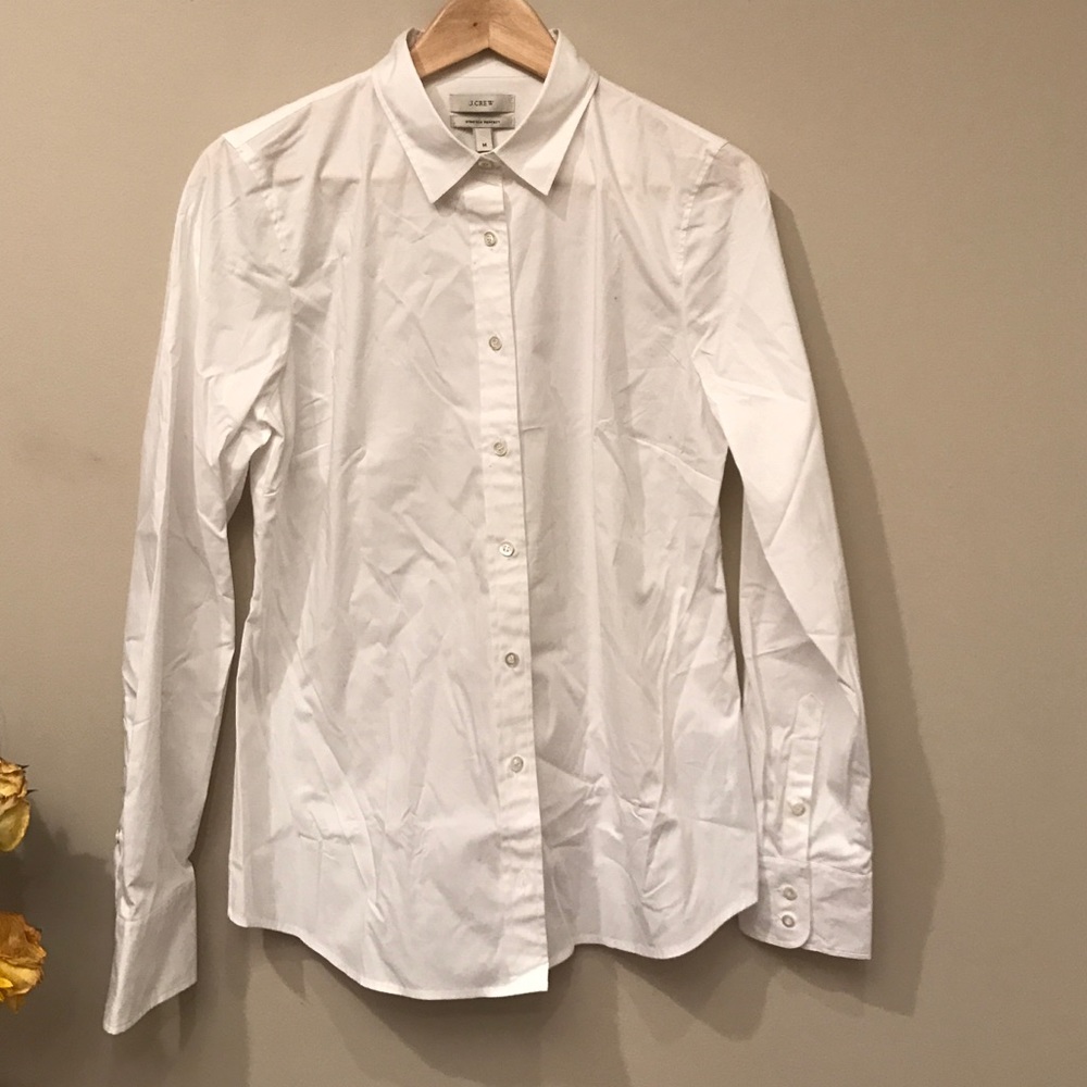 J. Crew white stretch perfect button down
