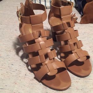 Tan leather heels