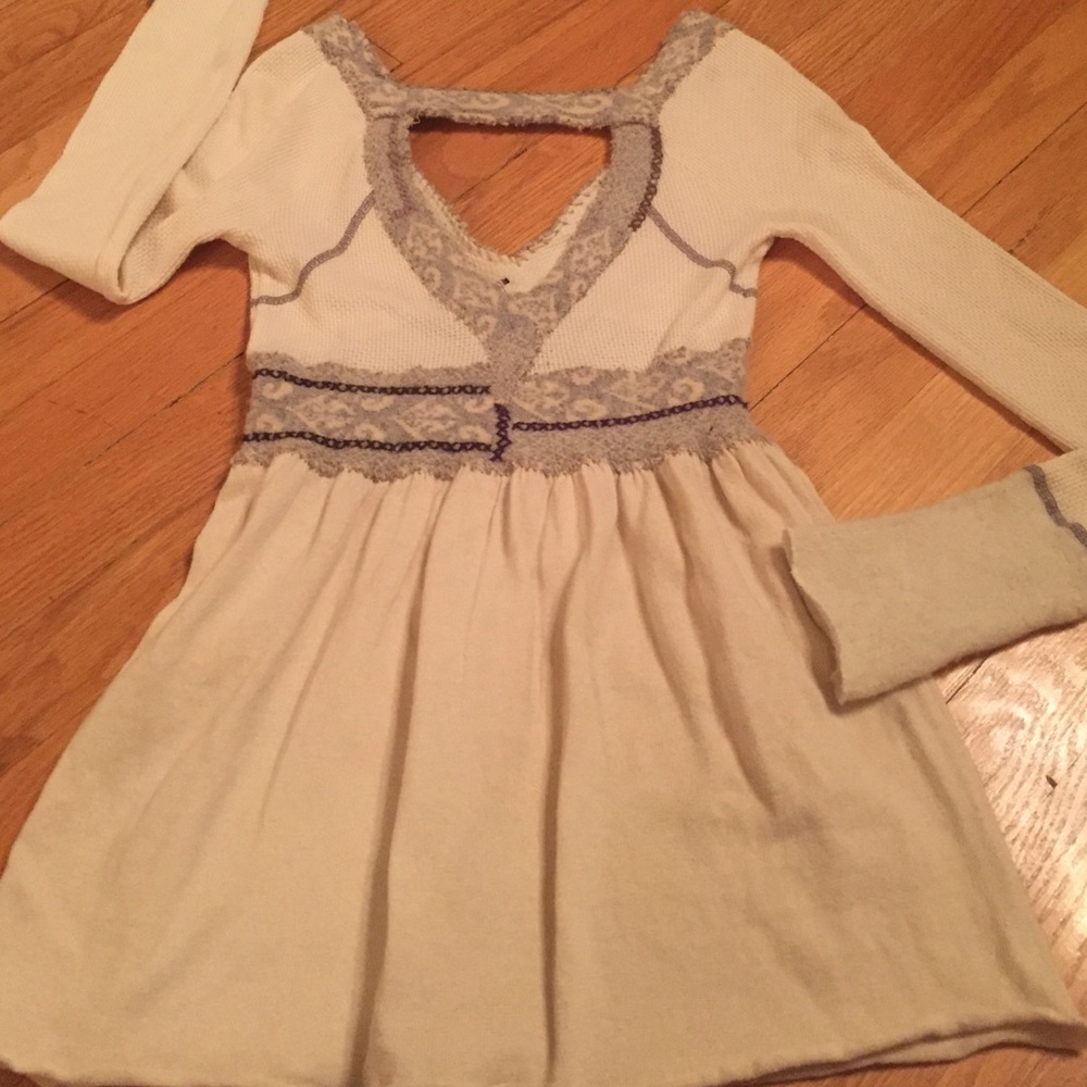Free people vintage thermal white/cream/gray Knit - Picture 3 of 7