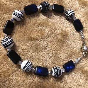Bracelet with Black and White Ceramic/Glass Beads