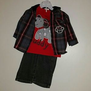 3 piece t-shirt, jeans and hoodie set