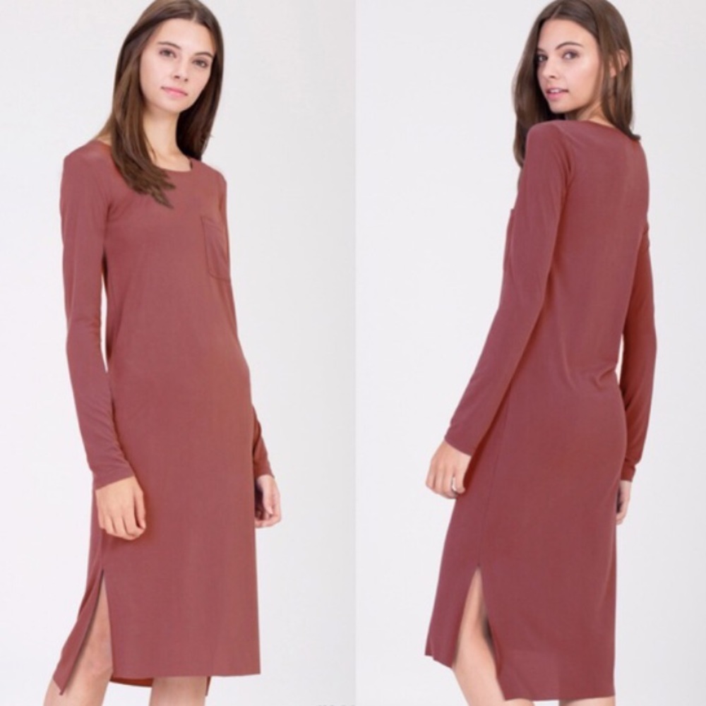 Modal Side Slit Shirt Dress