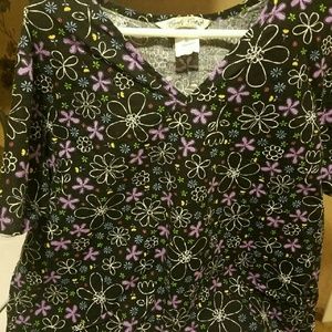 Flowered scrub top