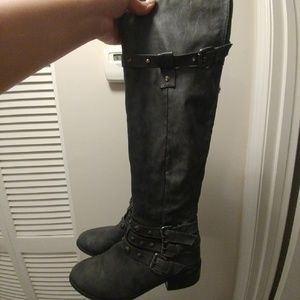 Grey Knee Boots
