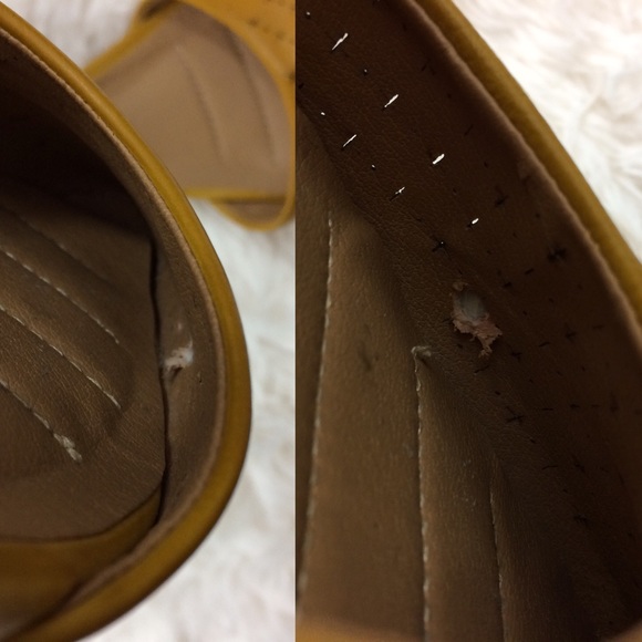 WHITEMT. mustard vintage-ish ankle strap wedges - Picture 4 of 4