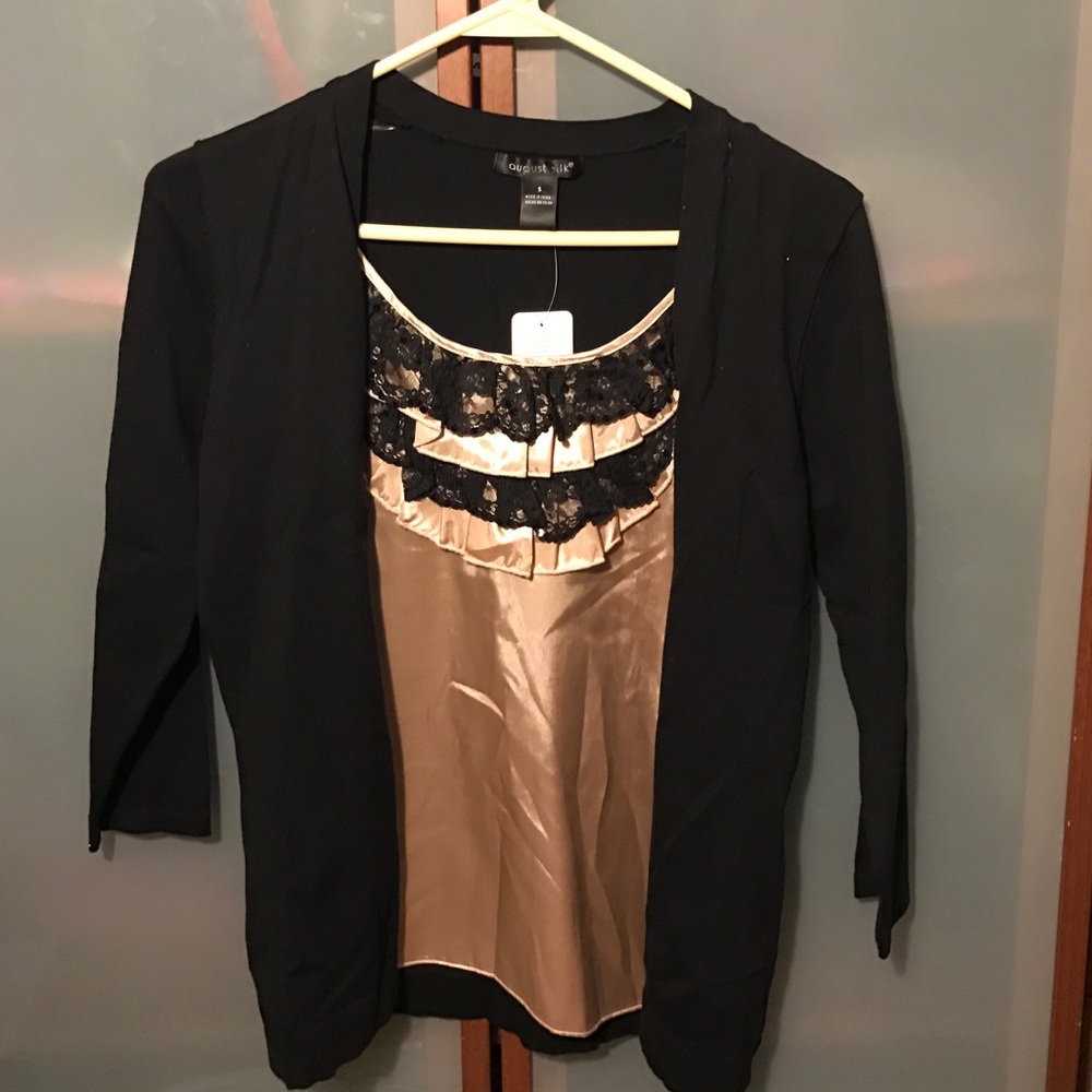 Pretty black and silk gold sweater! New w tag!