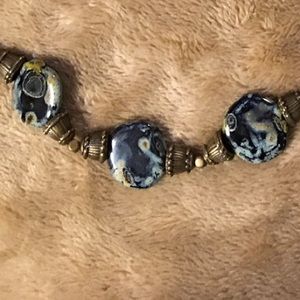 Antique Gold and Blue/Gold/Black Jasper Beads