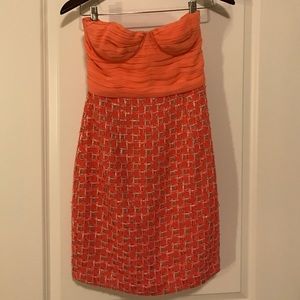 Alice+Olivia Strapless Peach Cocktail Dress