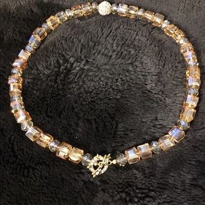Gold Cubic Crystal And Round Beads Gold Toggle