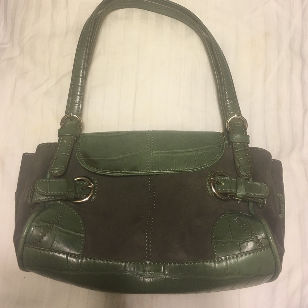 Faux suede olive bag
