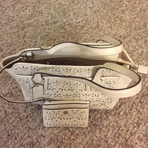 Bone leather coach purse