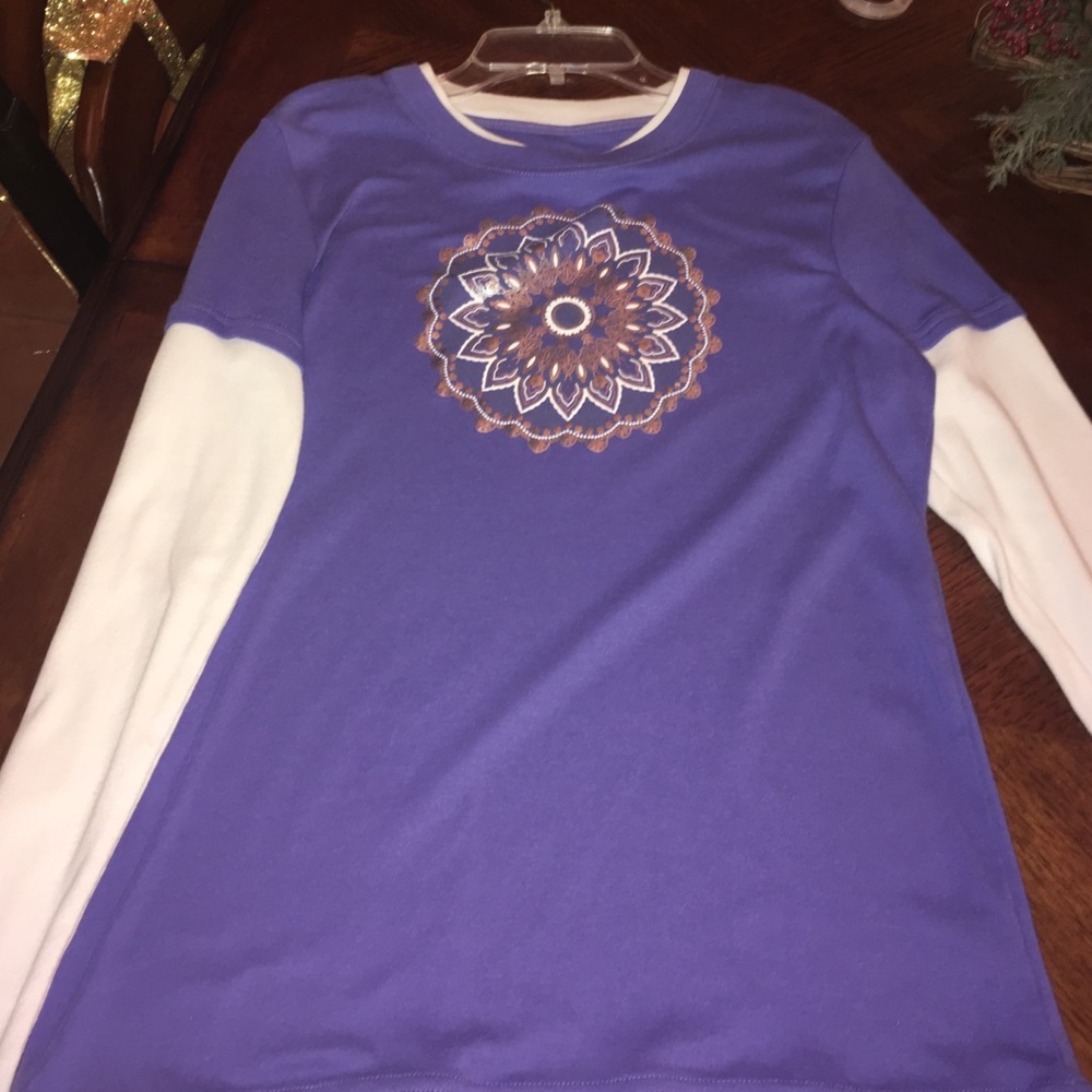 purple long sleeve shirt