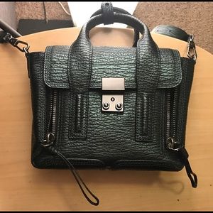 3.1 Philip Lim mini Pashli Shark Embossed Green