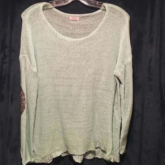 Knit Sweater with Sequin Elbows - Picture 1 of 3