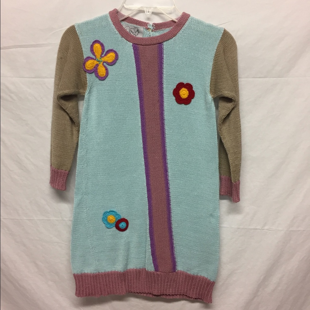 Zackali Kids Flower Dress Long Sweater 5/6