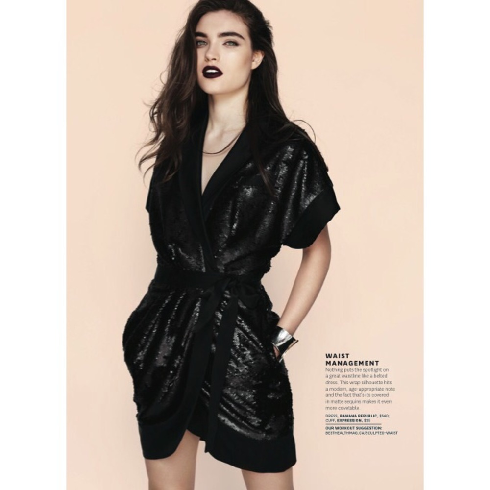 Banana Republic Black Sequin Wrap Dress