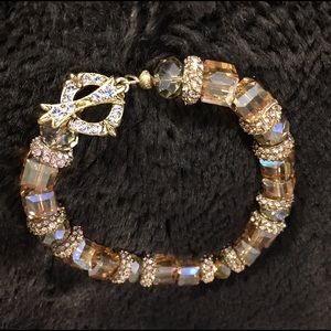 Gold Faceted Cubic and Crystal Encrusted Beads