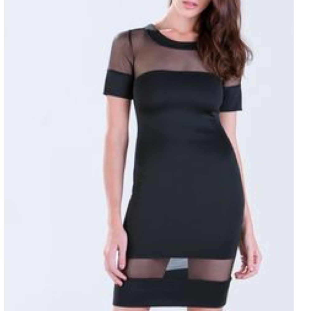 LULUS Mesh Insert Bodycon Dress