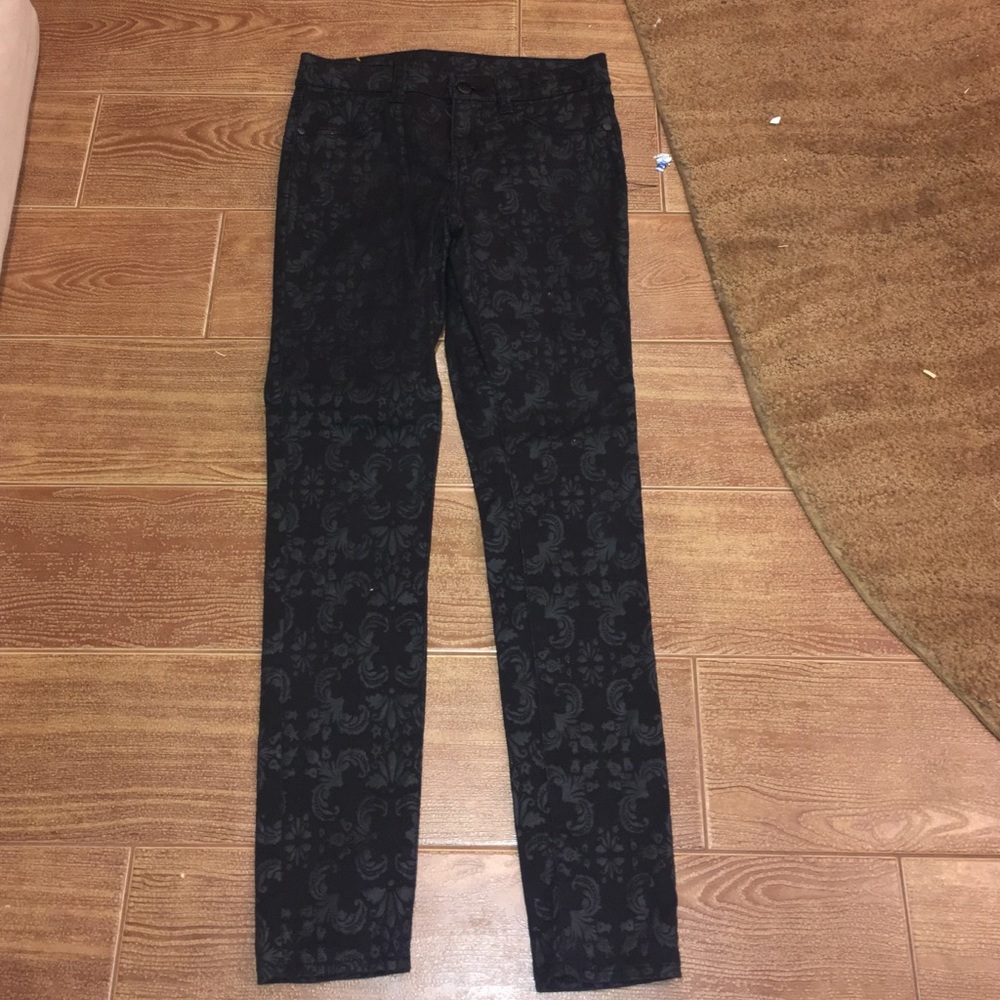 Black printed skinny jeans