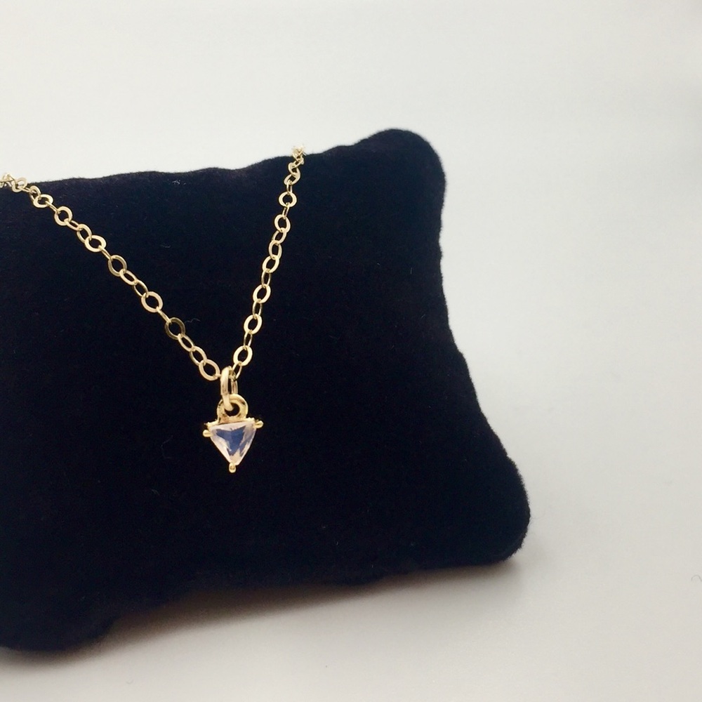 Dainty pink opal triangle gold choker or necklace