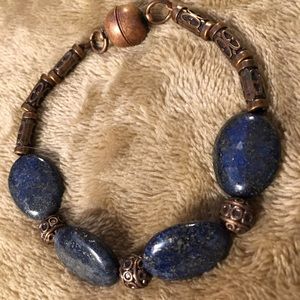 Blue Lapis Lazuli and Copper Bead Bracelet