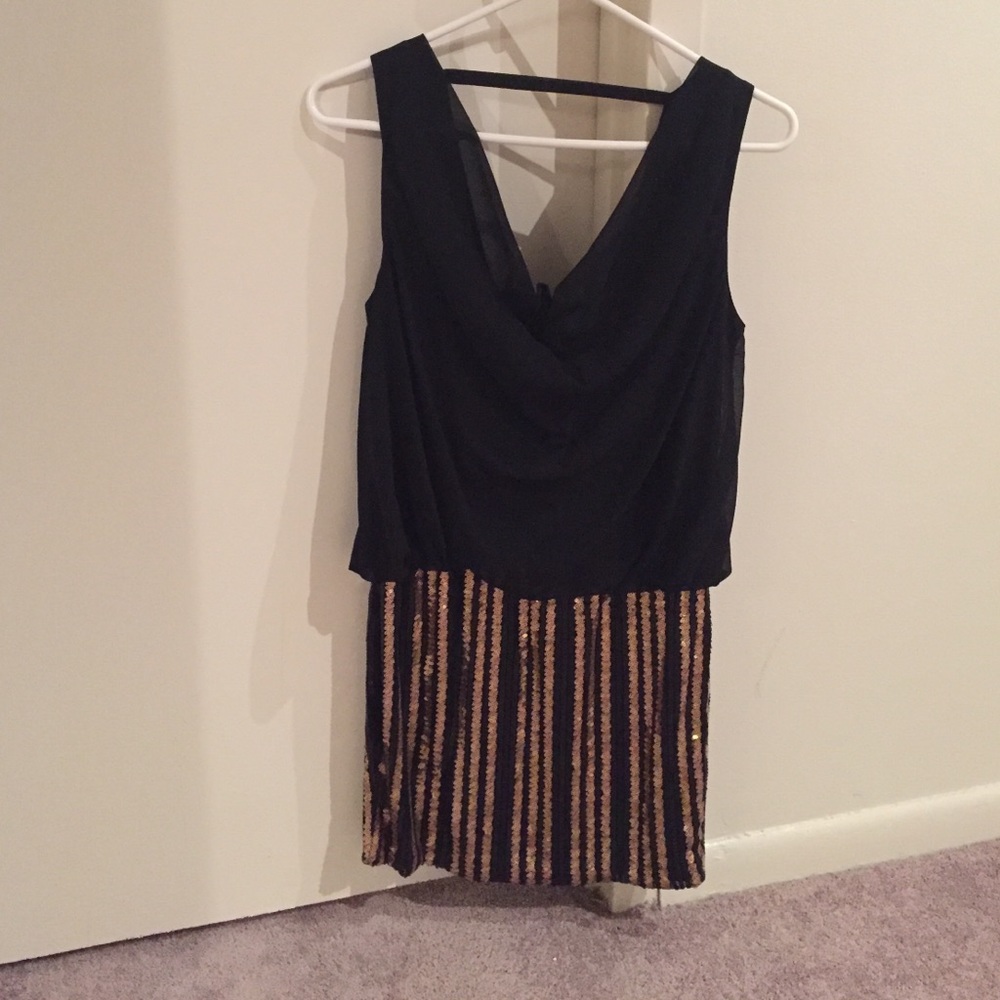 Dress with black and gold sequence bottom
