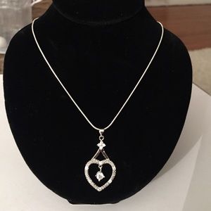 Inlay Zircon Heart-shaped Pendant Silver Plate