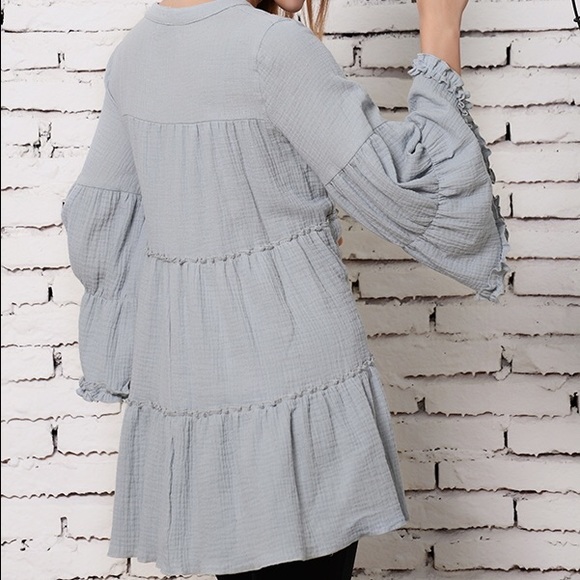 Gray peasant top/Tunic S-2X - Picture 3 of 3