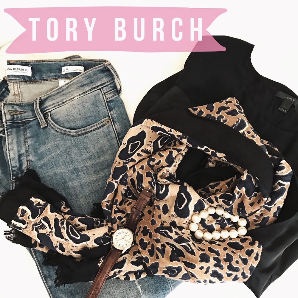 Leopard Print Tory Burch Scarf