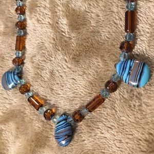 Copper and Blue Glass and Ceramic Beads